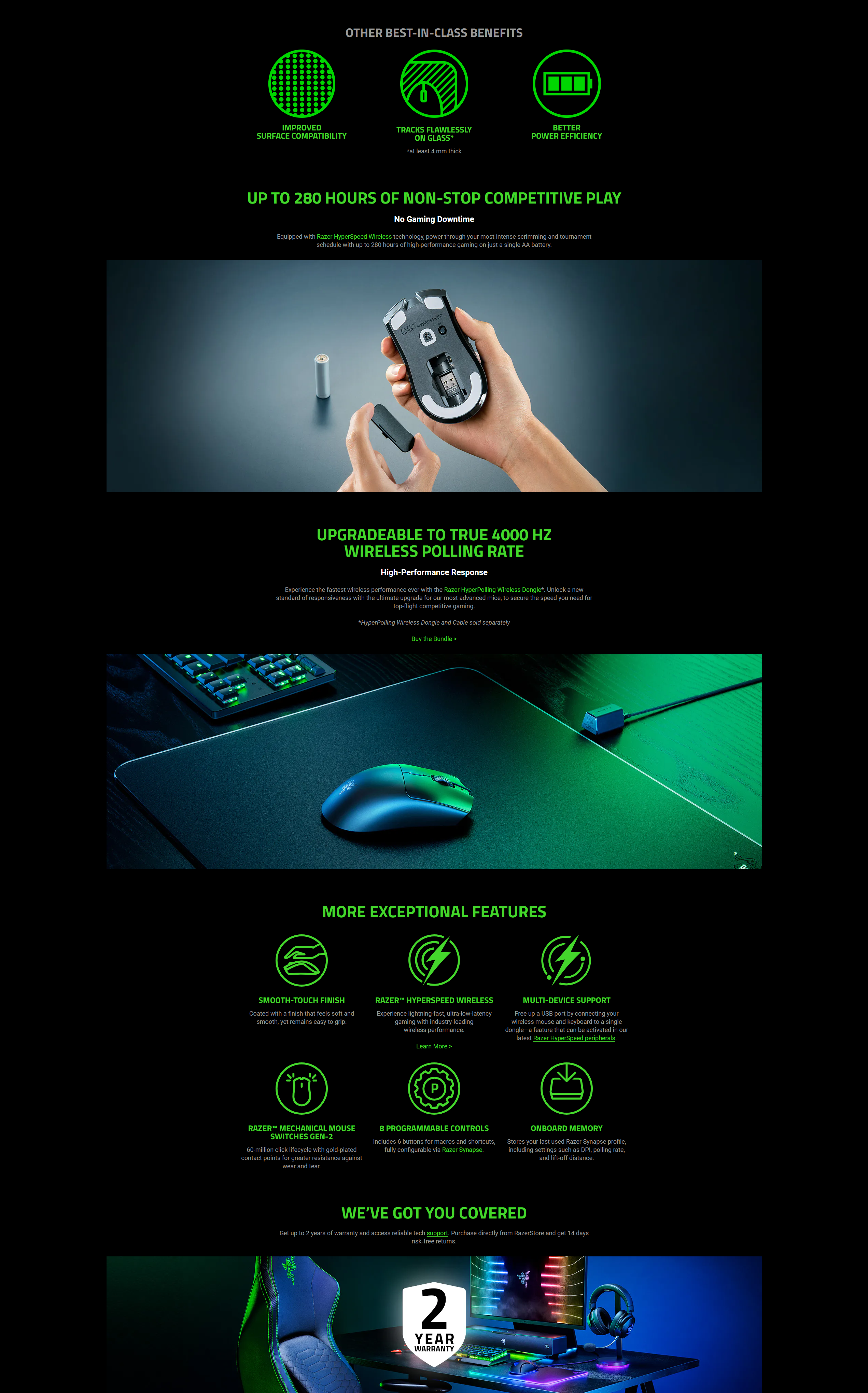 A large marketing image providing additional information about the product Razer Viper V3 HyperSpeed - Wireless eSports Gaming Mouse - Additional alt info not provided